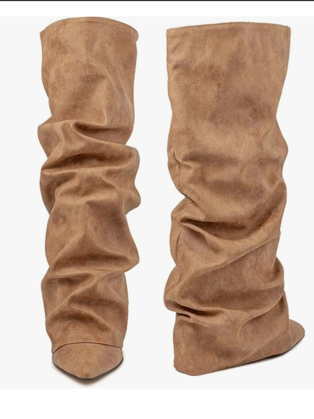 Fold Over Slouch Boots Block Heels - Picture 9 of 10